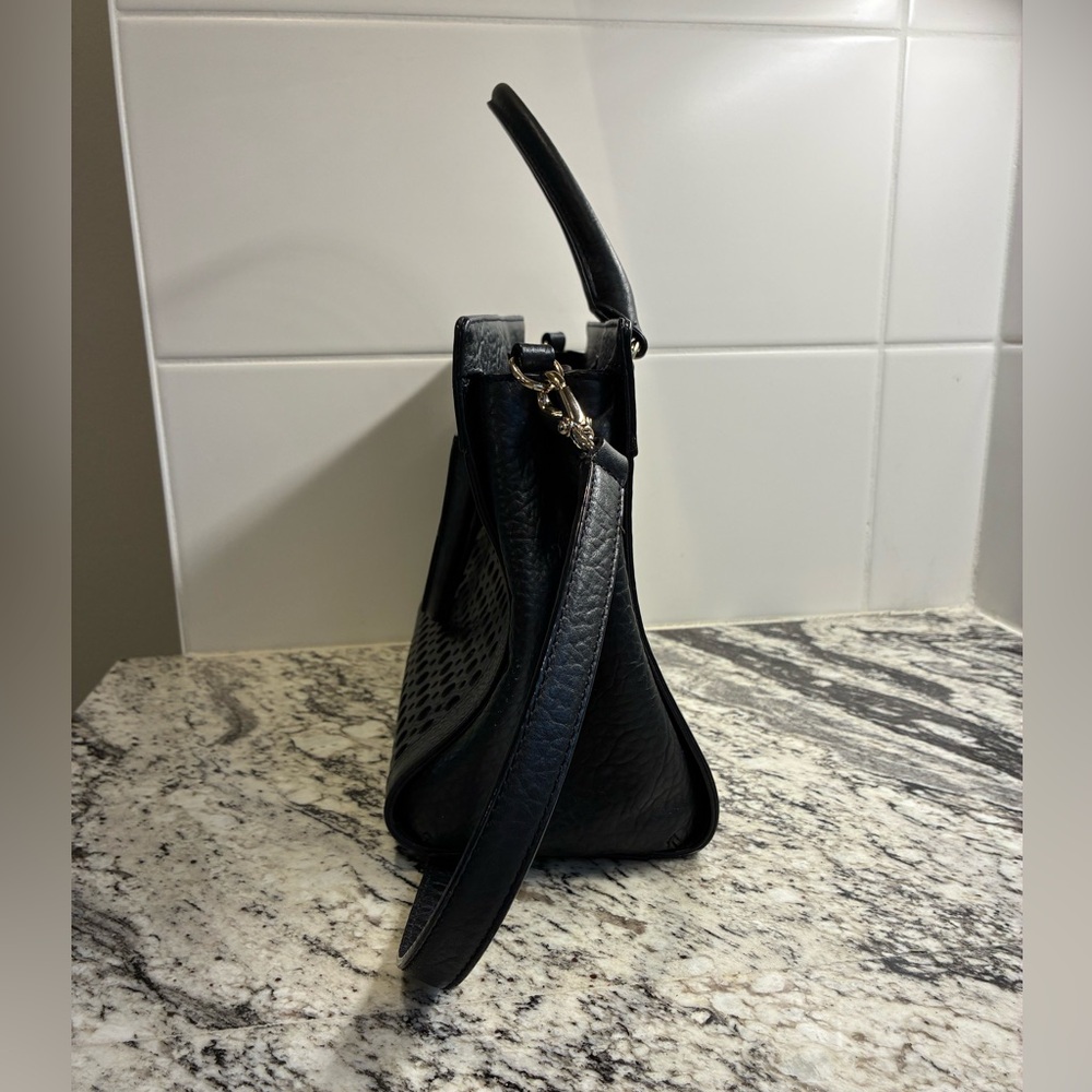 Kate Spade Tote Purse Black with gold accent and lattice detail - Picture 4 of 14